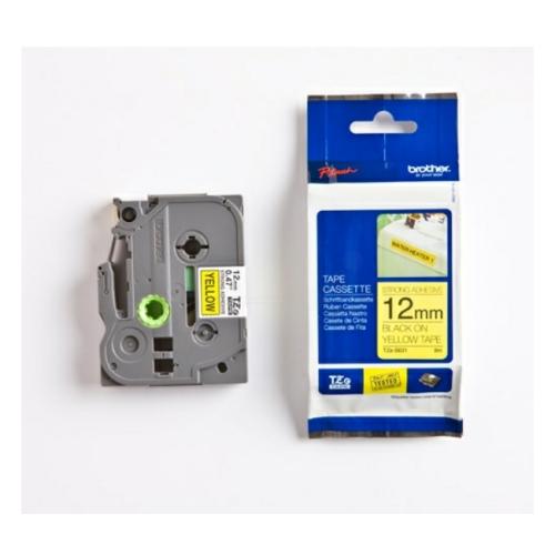 Brother pisalni trak črna na rumena (TZES631), 12mm, laminirano