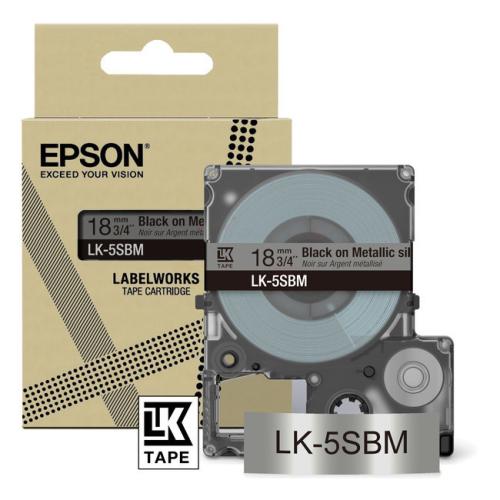 Epson etikete črna / srebrna (C53S672094 / LK5SBM)